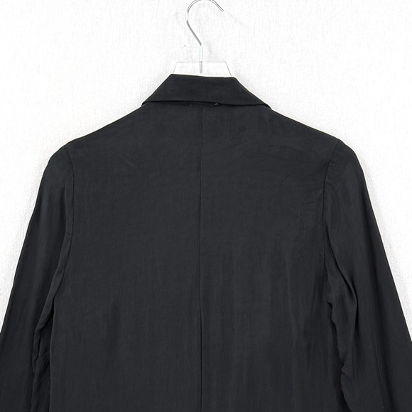 AMERICAN VINTAGE Cupro Open Front Blazer Jacket Women Small Black Lightweight - Picture 7 of 14